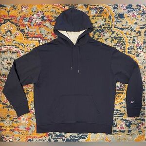 Champion Logo Navy Blue Hoodie 2XL